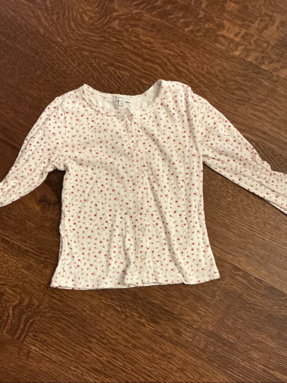 Crewcuts White Button-Front Top with Red Floral Print